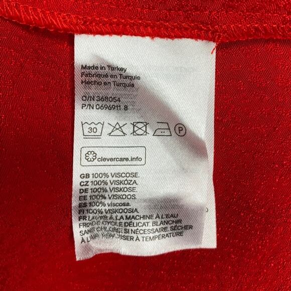 H&M Red Jacquard-weave Faux Wrap Midi Dress - Picture 11 of 13